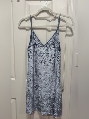 Lulus Small Crushed Velvet Slip Dress in Light Blue